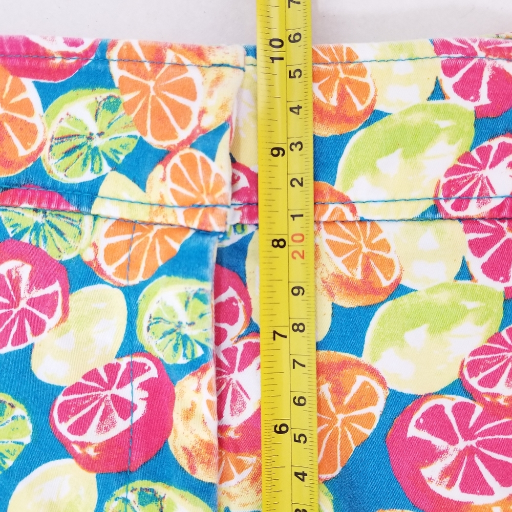 JUNIPER + LIME Bright Multi Color Citrus Slice 4" Shorts 16 - Picture 9 of 10